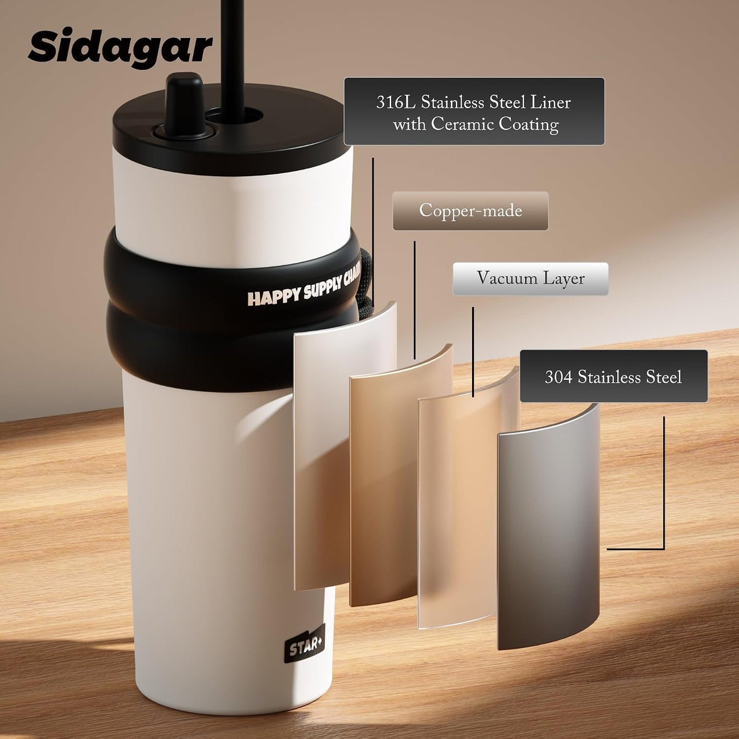 + 24 oz Stainless Steel Tumbler with Lid and Straw, Insulated Water Bottle Leak Proof for Hot and Cold, Portable Travel Coffee Mug, Reusable Coffee Cup for Women, Blue