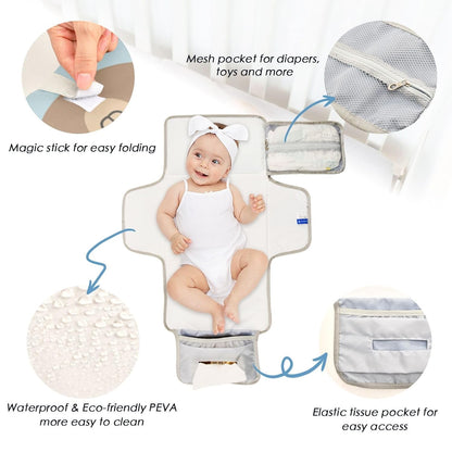 Bears Hearts Pattern Portable Diaper Changing Pad Daycare