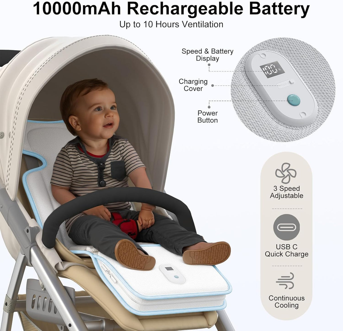 Baby Stroller Cooling Pad, 3D Breathable Carseat Cooling Pad