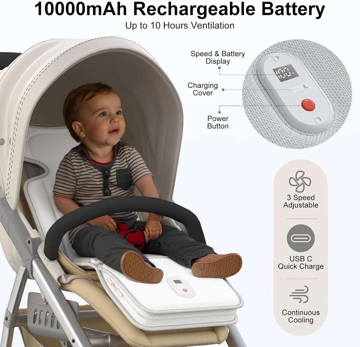 Baby Stroller Cooling Pad, 3D Breathable Carseat Cooling Pad