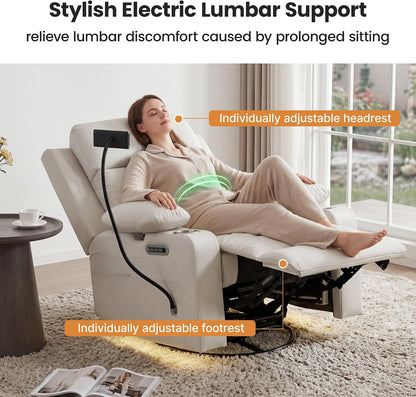 Power Rocking Chair Nursery with Adjustable Armrests, Beige