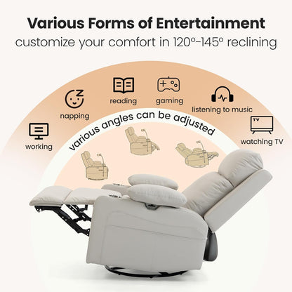 Power Rocking Chair Nursery with Adjustable Armrests, Beige