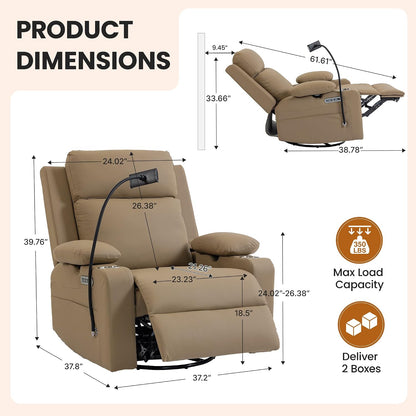 Power Rocking Chair Nursery with Adjustable Armrests, Beige