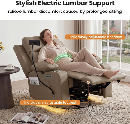 Power Rocking Chair Nursery with Adjustable Armrests, Beige