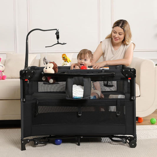 4 in 1 Pack and Play, Portable Travel Baby Bassinet