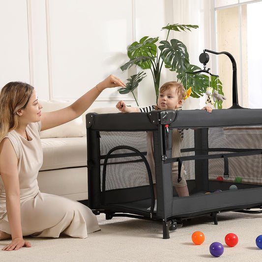 4 in 1 Pack and Play, Portable Travel Baby Bassinet