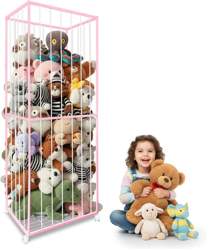 Stuffed Animal Storage Zoo with Wheels, 64" Wooden Large