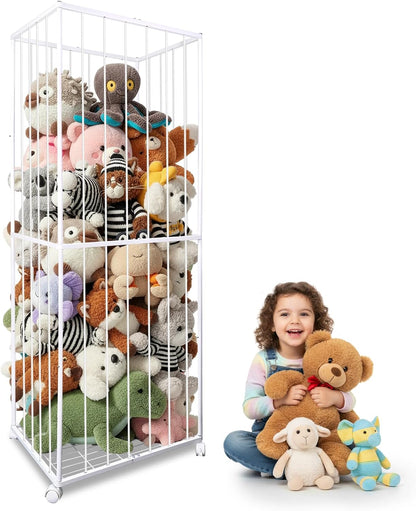 Stuffed Animal Storage Zoo with Wheels, 64" Wooden Large