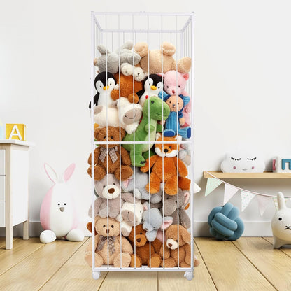 Stuffed Animal Storage Zoo with Wheels, 64" Wooden Large
