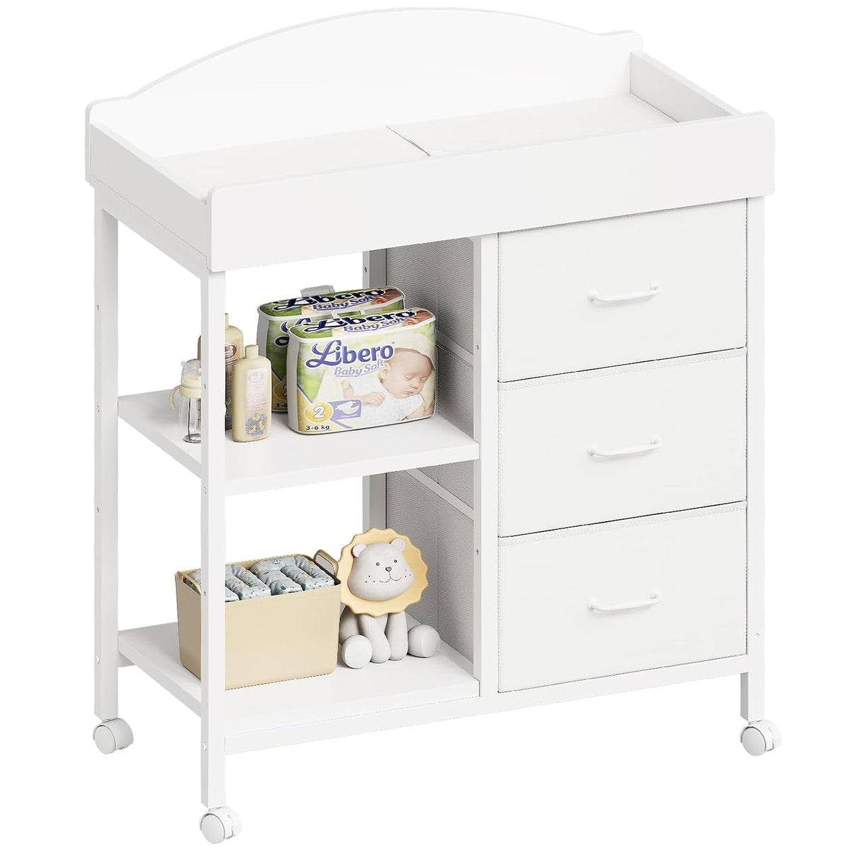 Changing Table, 3 Drawers&2 Shelves, Changing Table Dresser, Brown