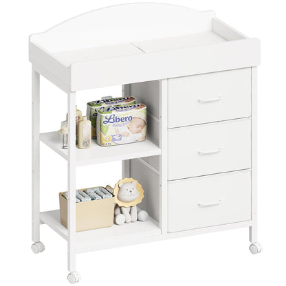 Changing Table, 3 Drawers&2 Shelves, Changing Table Dresser, Brown