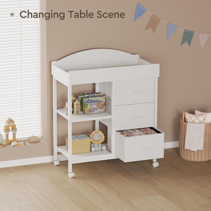 Changing Table, 3 Drawers&2 Shelves, Changing Table Dresser, Brown