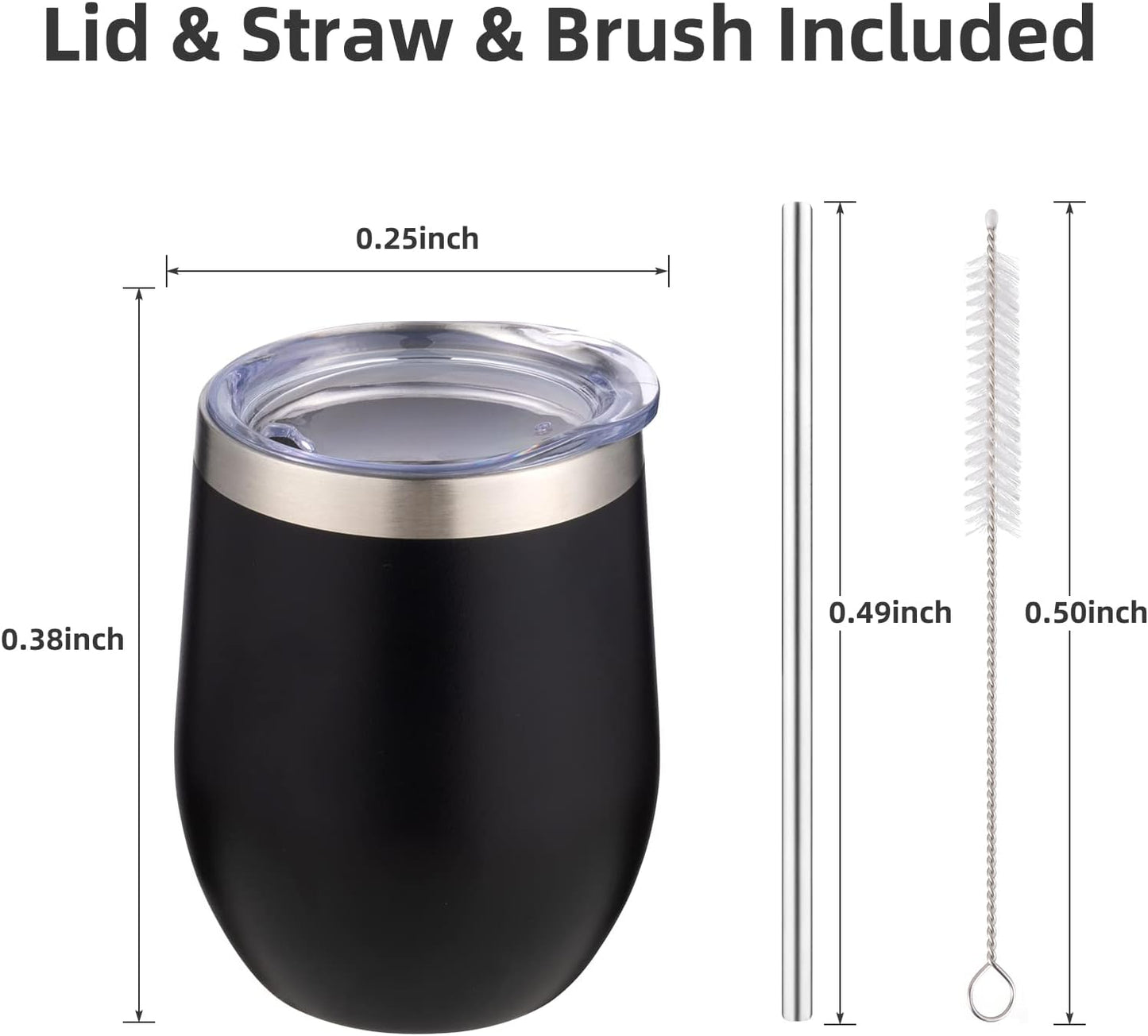 12 oz Insulated Wine Tumbler with Lid and Straw,Stainless Steel Stemless Wine Tumbler Glasses Double Wall Vacuum Wine Cups Tumbler for Coffee,Champaign,Office（Mint Green,1）