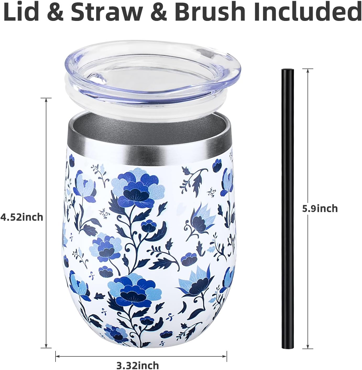 12 oz Insulated Wine Tumbler with Lid and Straw,Stainless Steel Stemless Wine Tumbler Glasses Double Wall Vacuum Wine Cups Tumbler for Coffee,Champaign,Office（Mint Green,1）