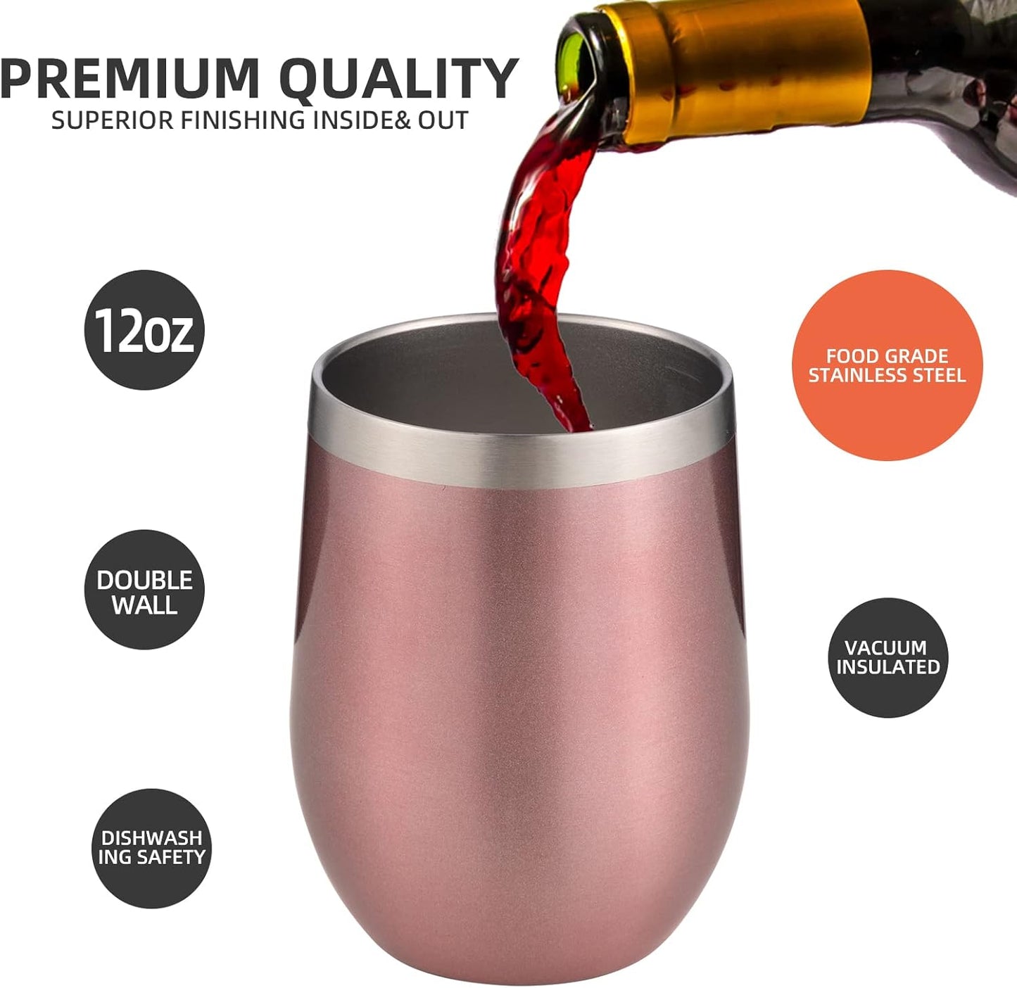 12 oz Insulated Wine Tumbler with Lid and Straw,Stainless Steel Stemless Wine Tumbler Glasses Double Wall Vacuum Wine Cups Tumbler for Coffee,Champaign,Office（Mint Green,1）