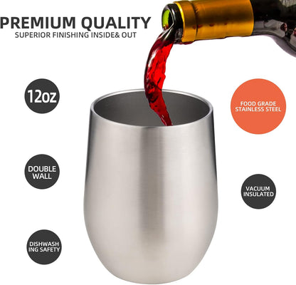 12 oz Insulated Wine Tumbler with Lid and Straw,Stainless Steel Stemless Wine Tumbler Glasses Double Wall Vacuum Wine Cups Tumbler for Coffee,Champaign,Office（Mint Green,1）