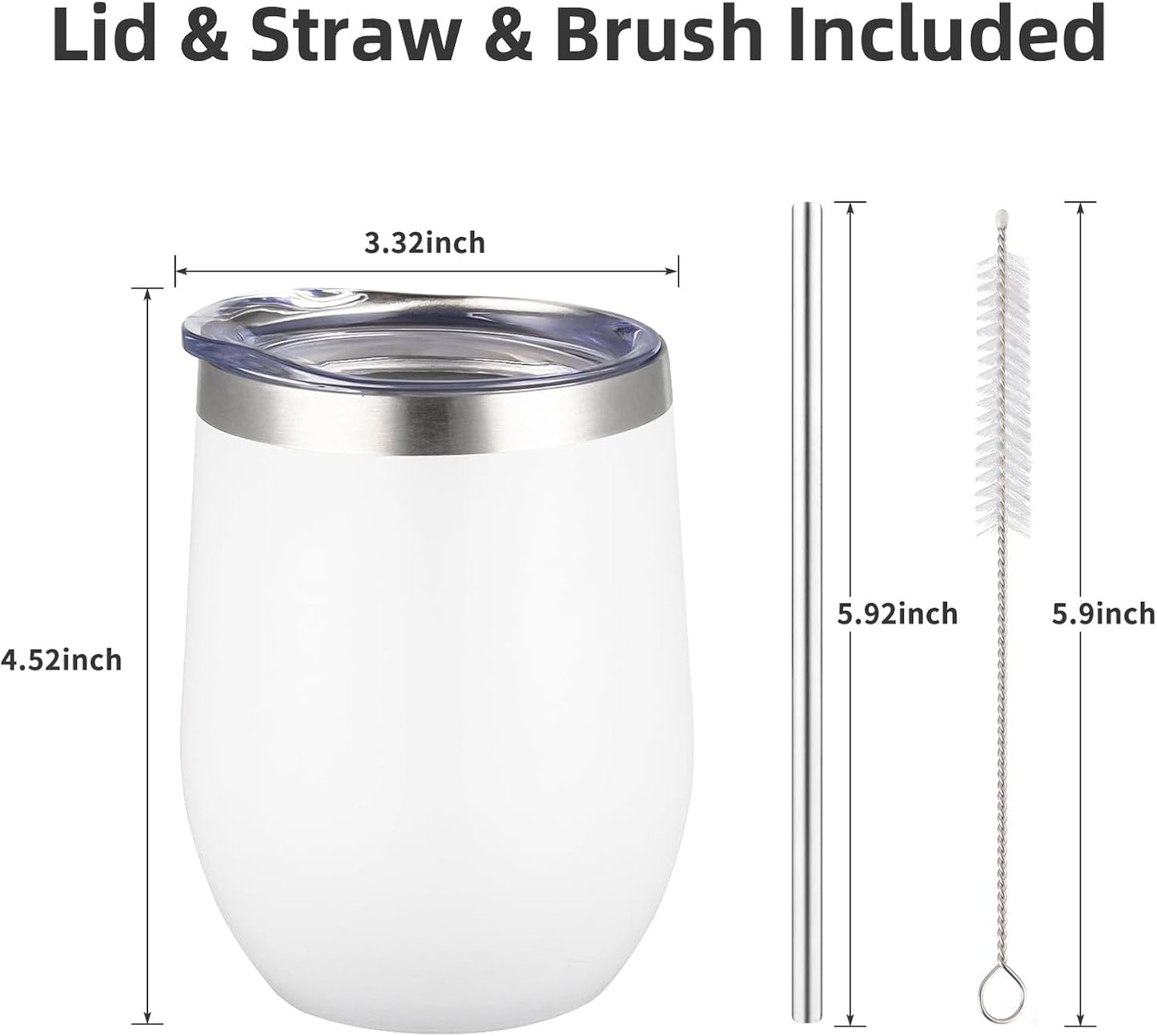 12 oz Insulated Wine Tumbler with Lid and Straw,Stainless Steel Stemless Wine Tumbler Glasses Double Wall Vacuum Wine Cups Tumbler for Coffee,Champaign,Office（Mint Green,1）