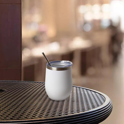 12 oz Insulated Wine Tumbler with Lid and Straw,Stainless Steel Stemless Wine Tumbler Glasses Double Wall Vacuum Wine Cups Tumbler for Coffee,Champaign,Office（Mint Green,1）