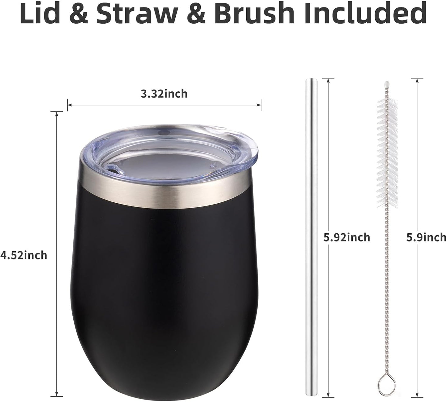 12 oz Insulated Wine Tumbler with Lid and Straw,Stainless Steel Stemless Wine Tumbler Glasses Double Wall Vacuum Wine Cups Tumbler for Coffee,Champaign,Office（Mint Green,1）