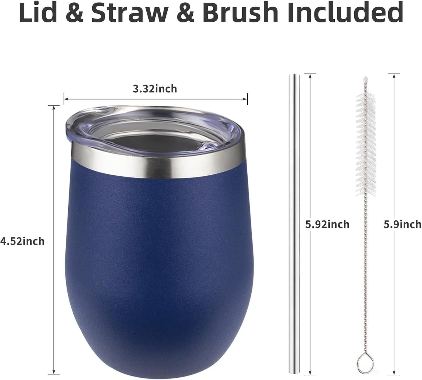 12 oz Insulated Wine Tumbler with Lid and Straw,Stainless Steel Stemless Wine Tumbler Glasses Double Wall Vacuum Wine Cups Tumbler for Coffee,Champaign,Office（Mint Green,1）