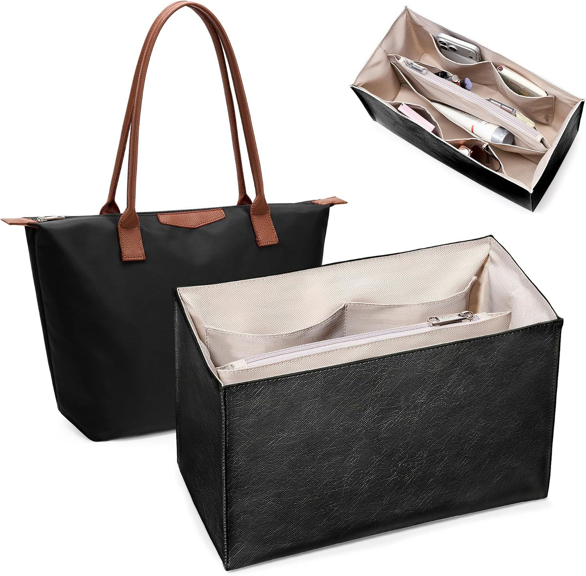 Purse Organizer Insert, Structured Tote Bag Organizer for Longchamp Bags