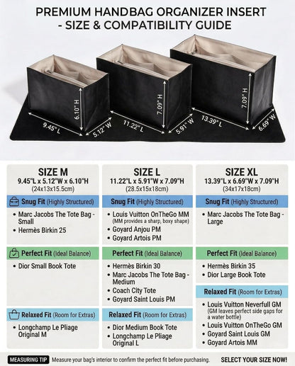 Purse Organizer Insert, Structured Tote Bag Organizer for Longchamp Bags