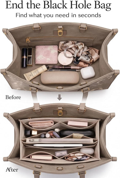 Purse Organizer Insert, Structured Tote Bag Organizer for Longchamp Bags