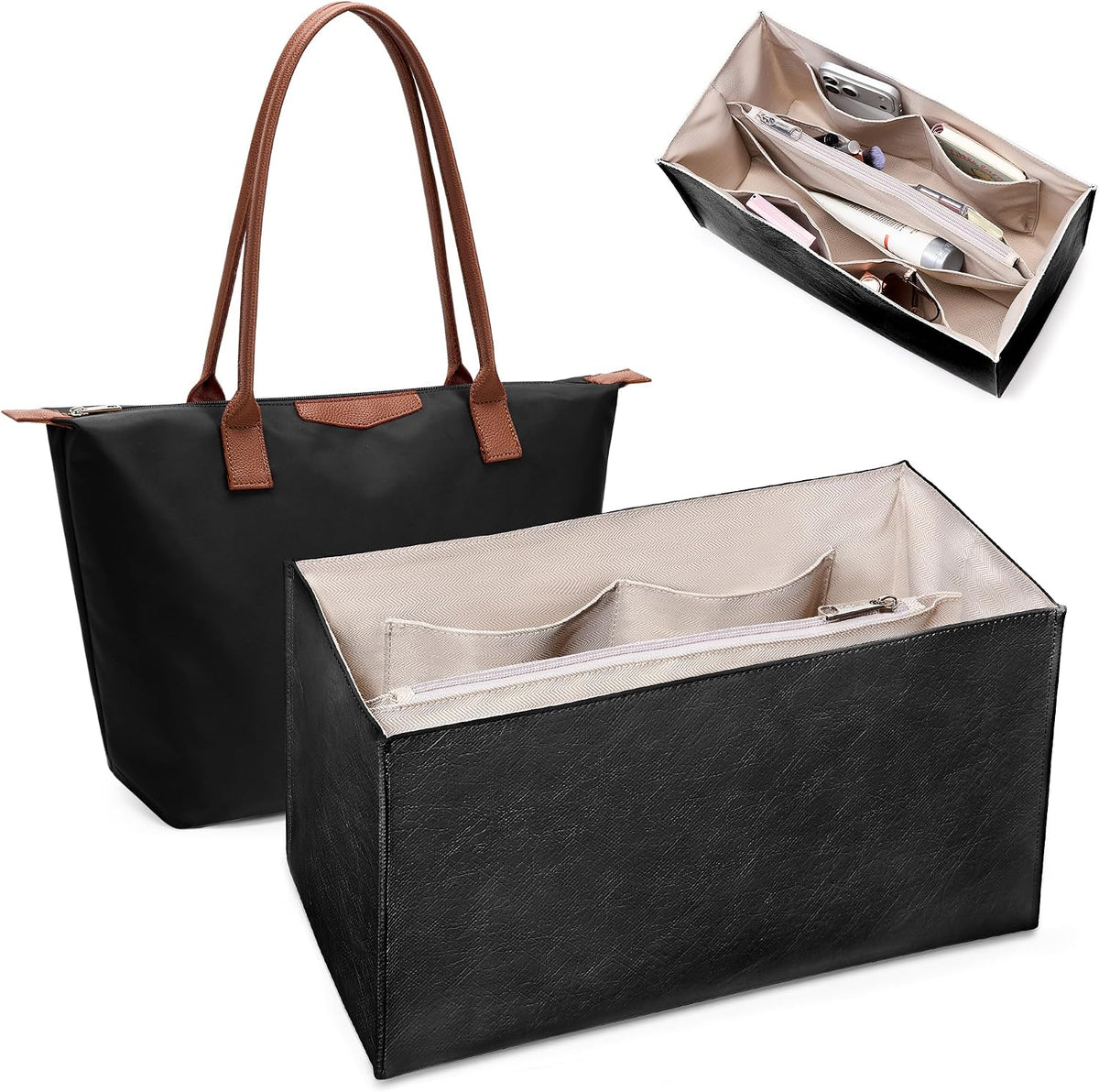Purse Organizer Insert, Structured Tote Bag Organizer for Longchamp Bags