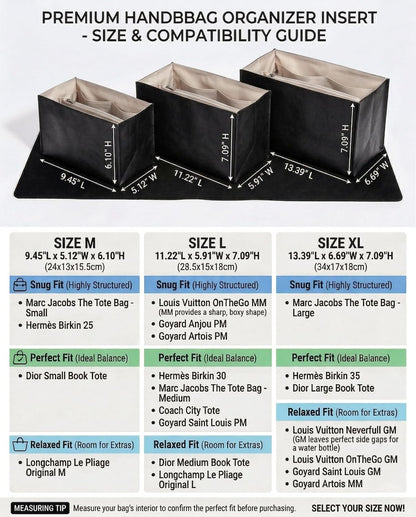 Purse Organizer Insert, Structured Tote Bag Organizer for Longchamp Bags