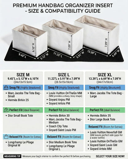 Purse Organizer Insert, Structured Tote Bag Organizer for Longchamp Bags