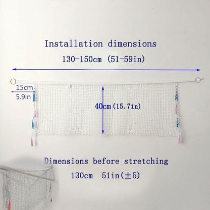 Stuffed Animal Hammock, Corner Wall Storage Net for Plush Toys, Polyester Hanging Organizer for Bedroom and Playroom Decor, White, 51 Inch, Includes Hooks