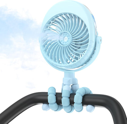 2026 Upgraded Misting Baby Stroller Fan Rechargeable, Flexible Tripod Clip for Car Seat Crib, Baby Shower Gifts & Baby Registry Search, Newborn Essentials for Beach Travel, Disney Summer Essentials