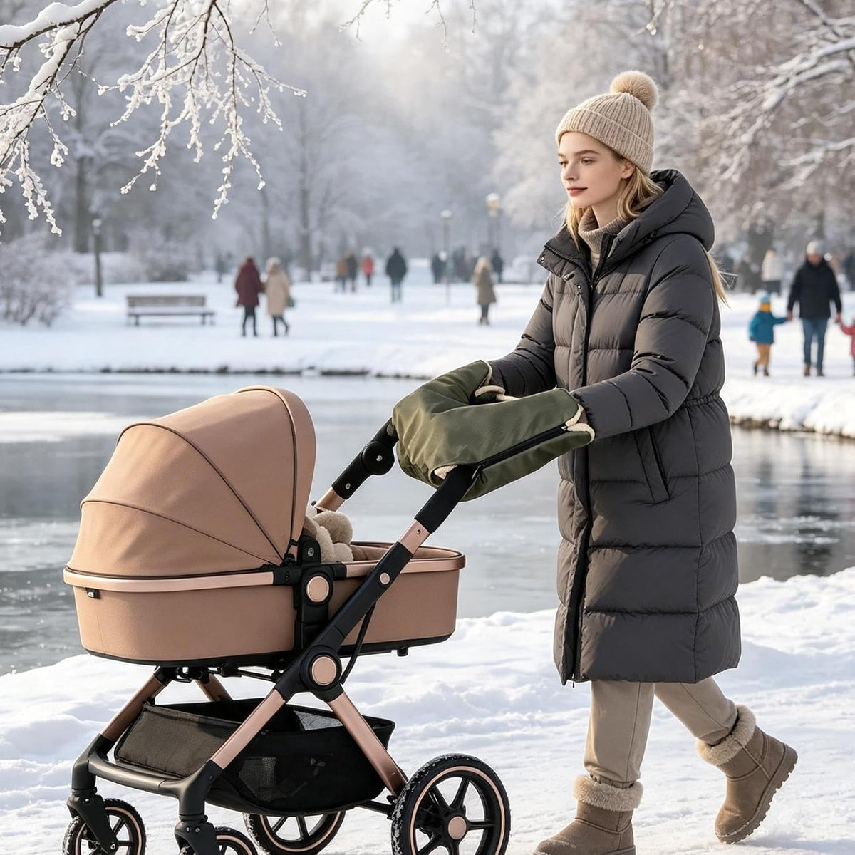 Pram Hands Muff Fleece Waterproof Windproof Universal Anti Slip Thermal