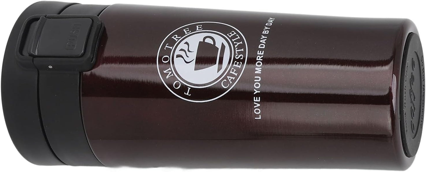 Insulated Coffee Cup Stainless Steel Vacuum Flask with Flip Lid for Travel Work Car Keeps Hot Leak Proof Portable (380ml)