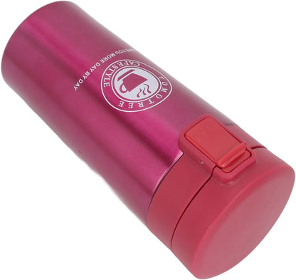 Insulated Coffee Cup Stainless Steel Vacuum Flask with Flip Lid for Travel Work Car Keeps Hot Leak Proof Portable (380ml)