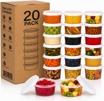 Small Food Storage Containers - 20 pcs | Plastic Food Containers with Lids | Deli Containers | Meal Prep Container | Pantry, Fridge, Kitchen Organization | Cereal, Spices, Snack Containers
