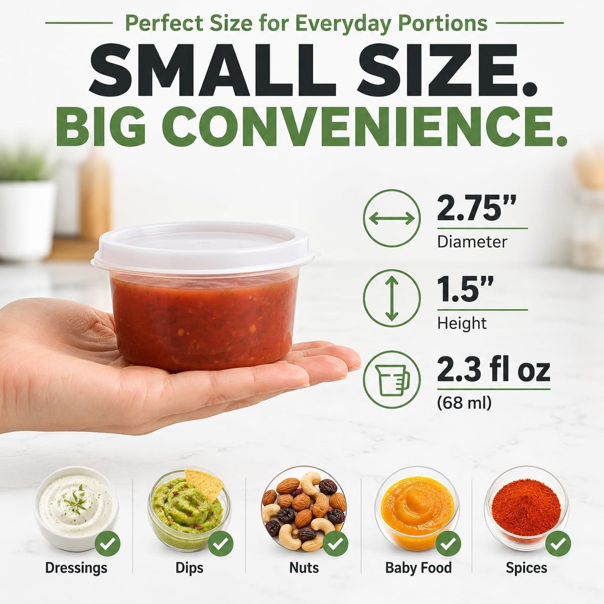 Small Food Storage Containers - 20 pcs | Plastic Food Containers with Lids | Deli Containers | Meal Prep Container | Pantry, Fridge, Kitchen Organization | Cereal, Spices, Snack Containers