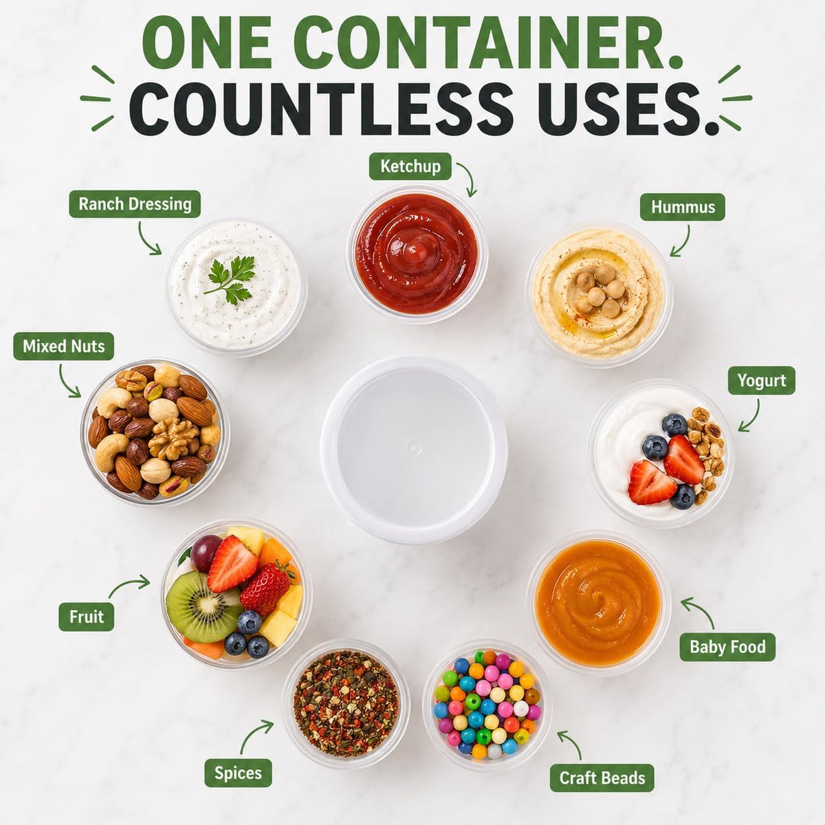 Small Food Storage Containers - 20 pcs | Plastic Food Containers with Lids | Deli Containers | Meal Prep Container | Pantry, Fridge, Kitchen Organization | Cereal, Spices, Snack Containers