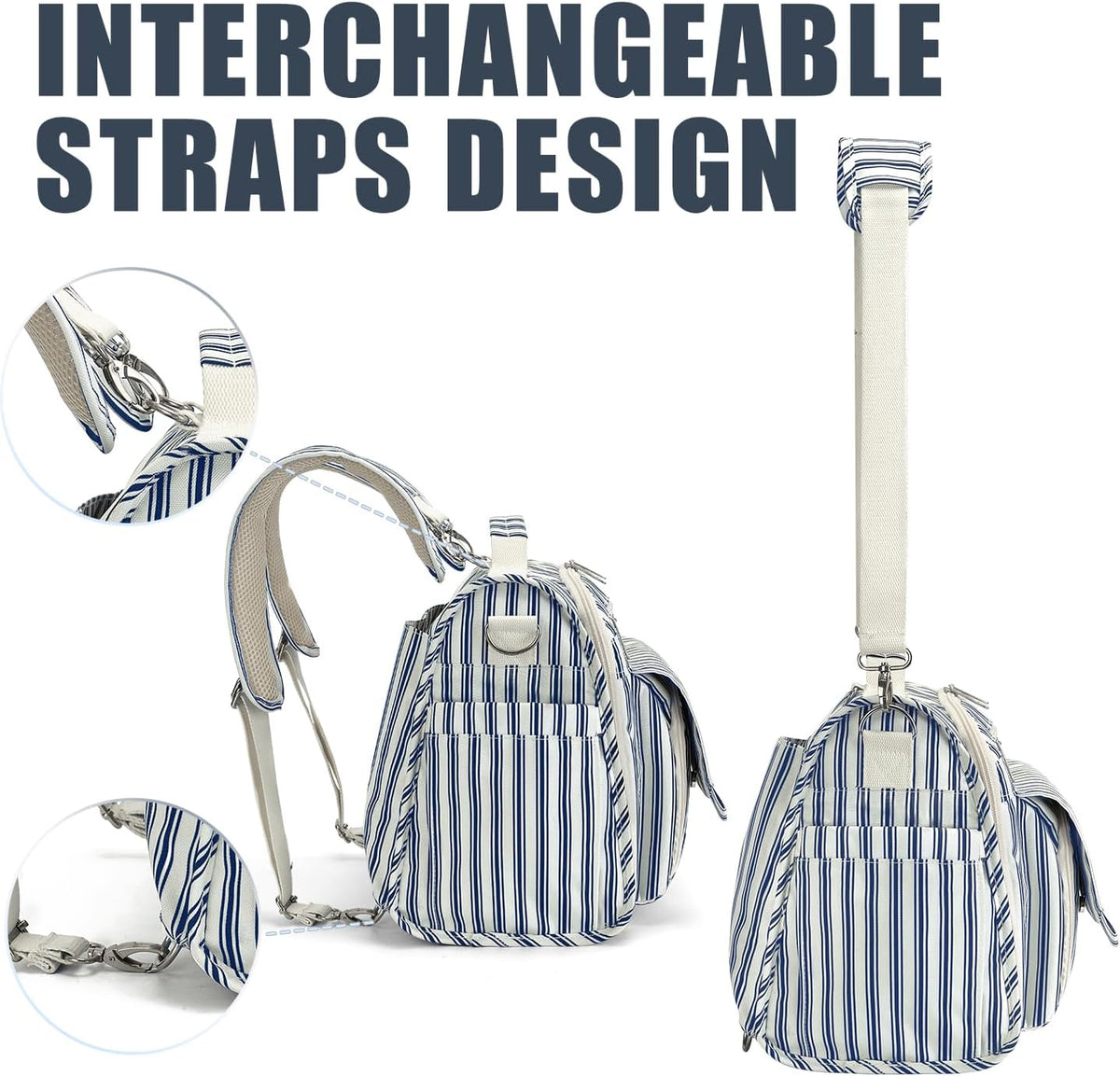 ALLCAMP Diaper Backpack, Waterproof Large Capacity Baby Bag, Multi-Function Nappy Bag with Stroller Hooks, Convertible Tote
