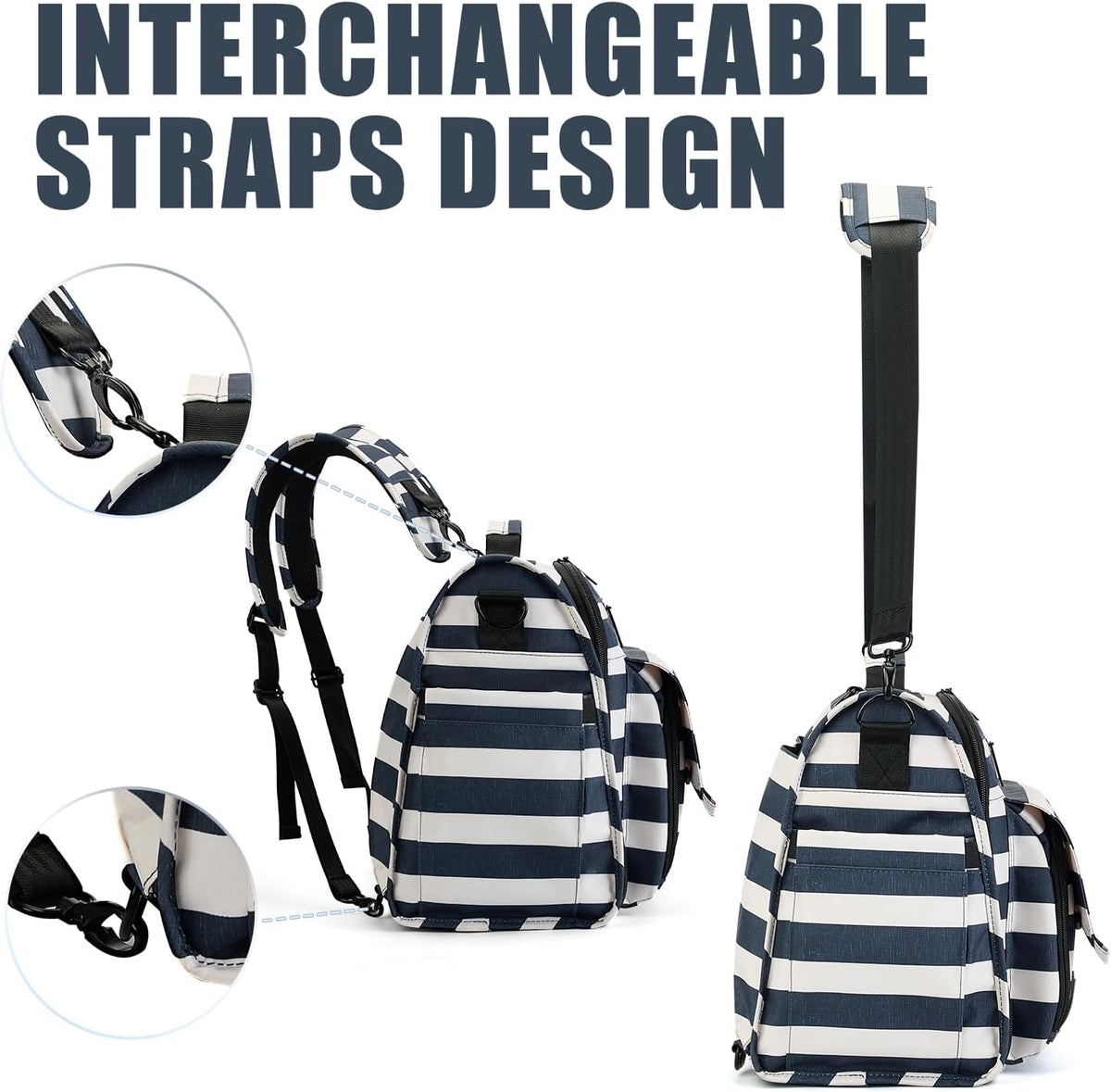 ALLCAMP Diaper Backpack, Waterproof Large Capacity Baby Bag, Multi-Function Nappy Bag with Stroller Hooks, Convertible Tote