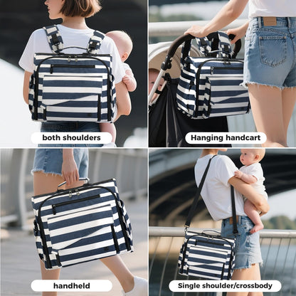 ALLCAMP Diaper Backpack, Waterproof Large Capacity Baby Bag, Multi-Function Nappy Bag with Stroller Hooks, Convertible Tote