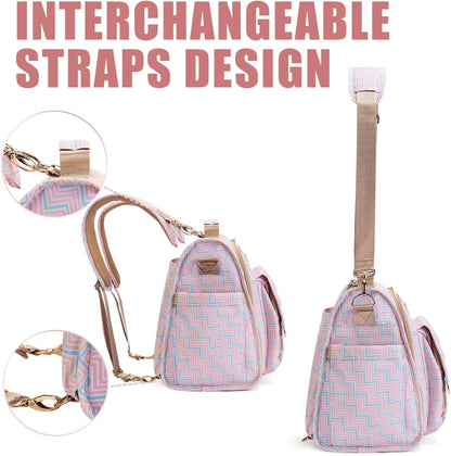 ALLCAMP Diaper Backpack, Waterproof Large Capacity Baby Bag, Multi-Function Nappy Bag with Stroller Hooks, Convertible Tote