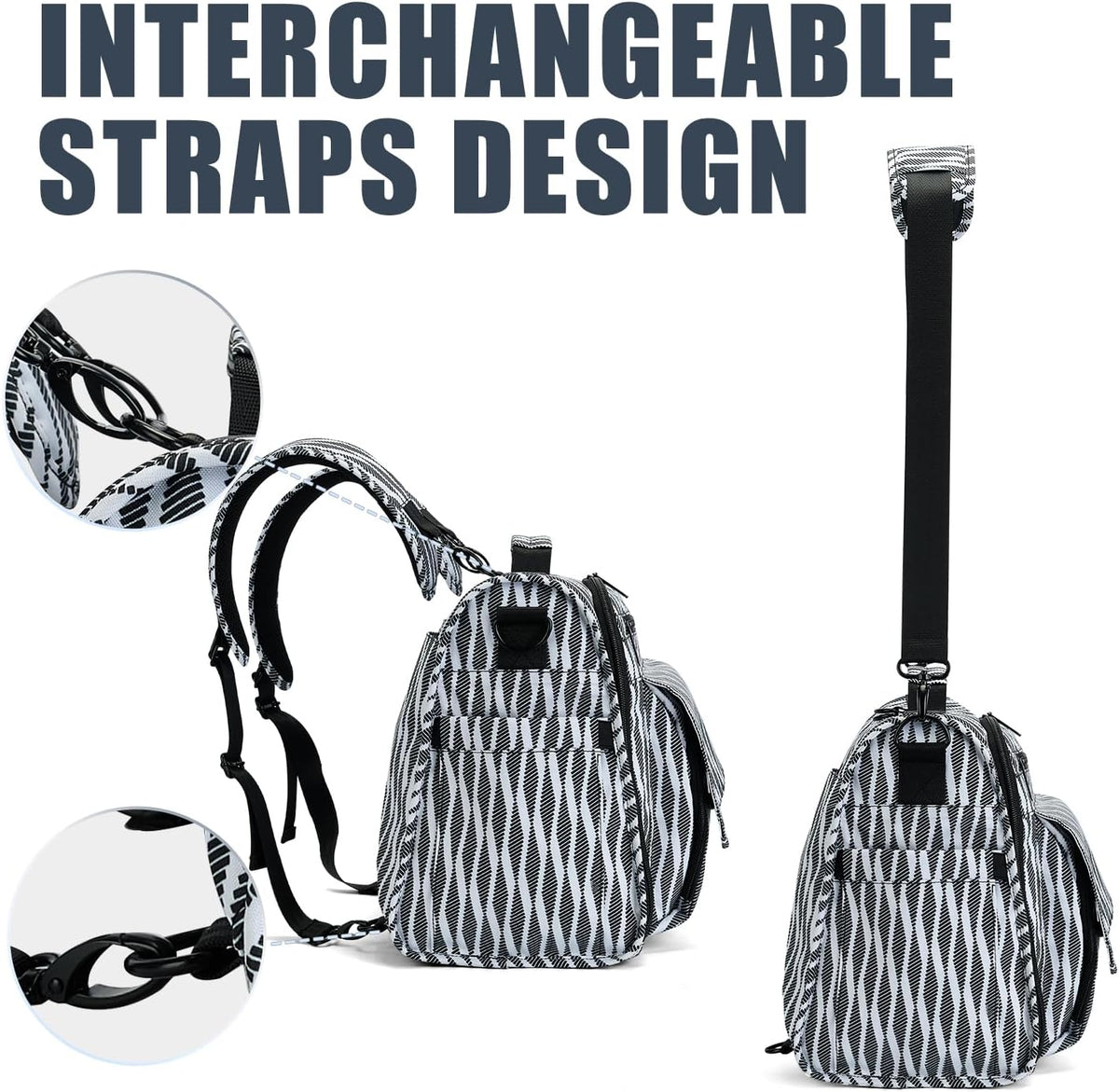 ALLCAMP Diaper Backpack, Waterproof Large Capacity Baby Bag, Multi-Function Nappy Bag with Stroller Hooks, Convertible Tote