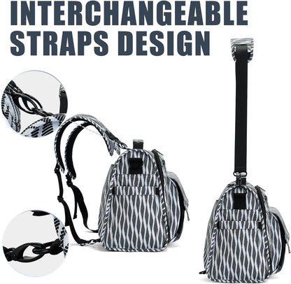 ALLCAMP Diaper Backpack, Waterproof Large Capacity Baby Bag, Multi-Function Nappy Bag with Stroller Hooks, Convertible Tote