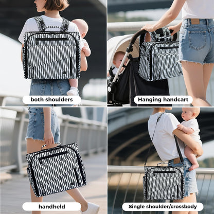 ALLCAMP Diaper Backpack, Waterproof Large Capacity Baby Bag, Multi-Function Nappy Bag with Stroller Hooks, Convertible Tote