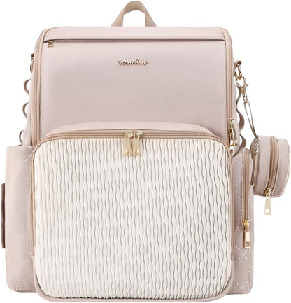 Stylish Baby Diaper Bag, Baby Bag with Changing Pad, Pacifier Case& Stroller Straps, Large Diaper Backpack Boy Girl, Water Resistant Travel Diaper Backpack for Mom Dad