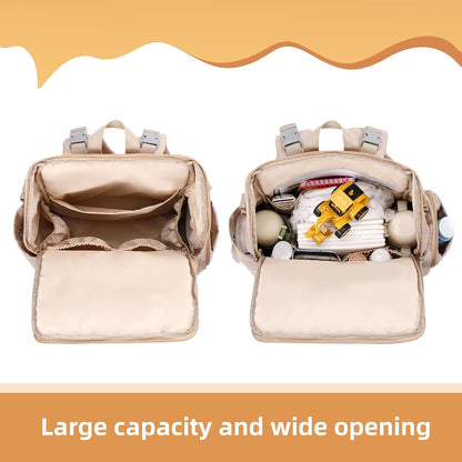 Stylish Baby Diaper Bag, Baby Bag with Changing Pad, Pacifier Case& Stroller Straps, Large Diaper Backpack Boy Girl, Water Resistant Travel Diaper Backpack for Mom Dad