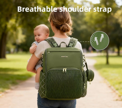 Stylish Baby Diaper Bag, Baby Bag with Changing Pad, Pacifier Case& Stroller Straps, Large Diaper Backpack Boy Girl, Water Resistant Travel Diaper Backpack for Mom Dad