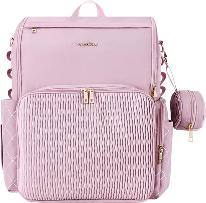 Stylish Baby Diaper Bag, Baby Bag with Changing Pad, Pacifier Case& Stroller Straps, Large Diaper Backpack Boy Girl, Water Resistant Travel Diaper Backpack for Mom Dad