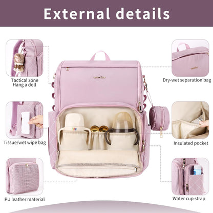 Stylish Baby Diaper Bag, Baby Bag with Changing Pad, Pacifier Case& Stroller Straps, Large Diaper Backpack Boy Girl, Water Resistant Travel Diaper Backpack for Mom Dad